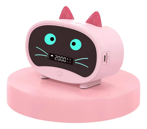 Bocina Linda Bluetooth Con Reloj Despertador Forma De Gato