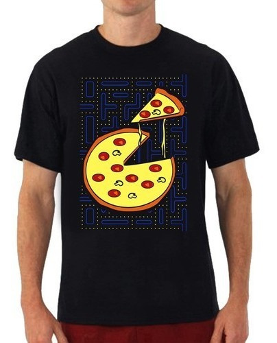 Camiseta De Malha 100% Algodão Vídeo Game Retrô Pacman Pizza