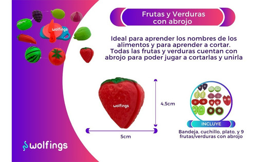 Imagen 3 de 10 de Frutas Y Verduras Con Abrojo Para Cortar Cuchillo Y Tabla