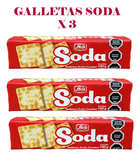 Galletas De Soda De Fruna - 3 Paquetes 570gr