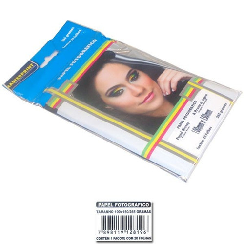 Papel Foto 265g Inkjet 10x15 A6 Glossy À Prova D´água 20 Fls Cor Branco