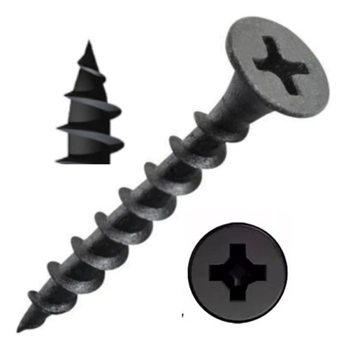 Tornillo Drywall 6 X  1  Negro Acerado 300 Unidades 