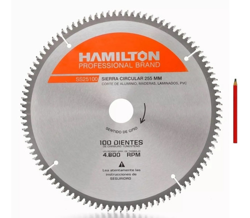 Imagen 1 de 8 de Hoja Sierra Ingletadora Hamilton 254mm 10p 100d + Regalo
