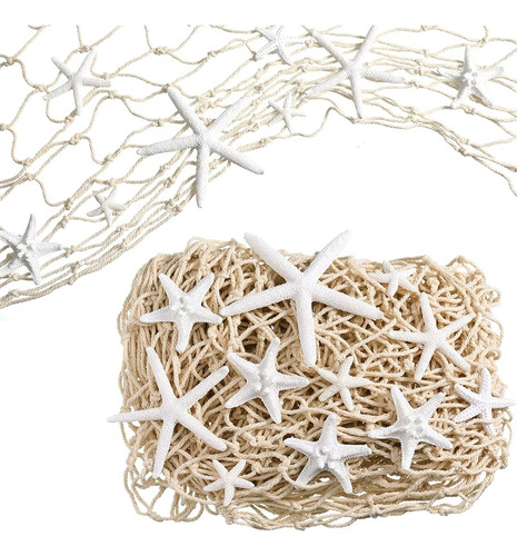 ~? 21 Piezas Starfish Ornament Sets Starfish Decor Fish Net 