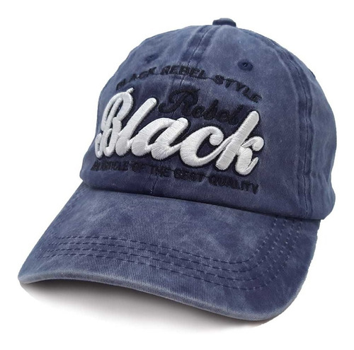 Gorra Vintage Hombre Mujer Visera Gastada Denim Diseño Black