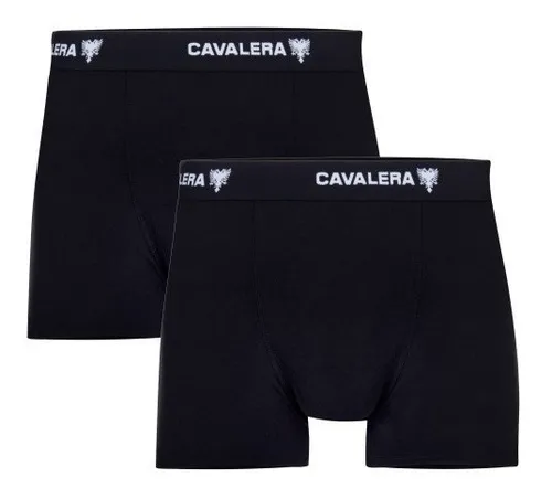 Kit Cueca Boxer Cavalera Algodão 2 Peças Preta