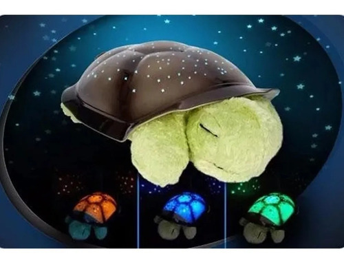 Imagen 5 de 7 de Lampara De Peluche Tortuga Proyector De Estrellas Musical