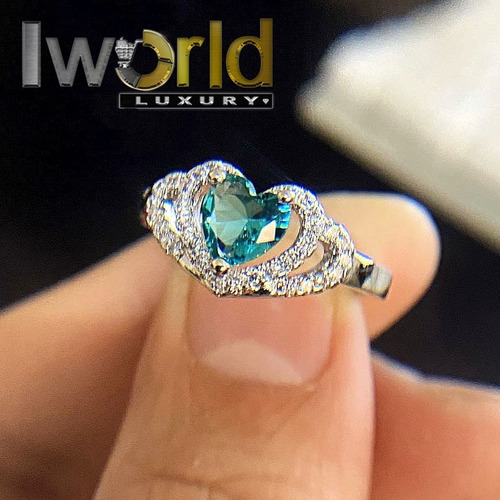 Anillo De Mujer 15 Años Corazón Esmeralda Rusa Plata 925
