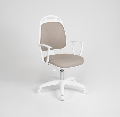 Silla de escritorio Diva ergonómica beige y blanca con tapizado de marathon