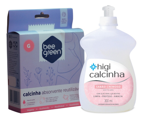 Kit Calcinha Absorvente Reutilizável G E Sabão Cremoso Higi