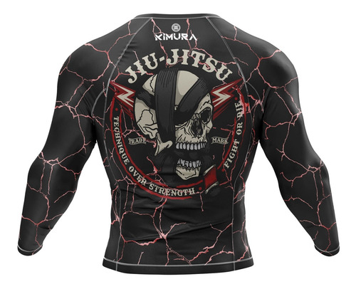 Imagem 3 de 4 de Rashguard Jiu Jitsu Luta Brasil Combate Caveira Preto