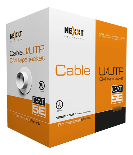 Cable Utp Cat5e Nexxt Professional 4p 25awg Cm 305m Gris