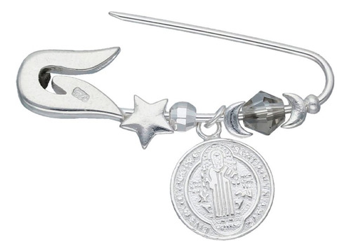 Alfiler Medalla Protección Prendedor San Benito - Plata 925