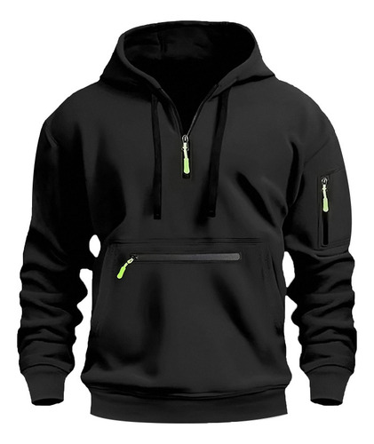 Sudadera Con Capucha Con Cremallera Y Bolsillos