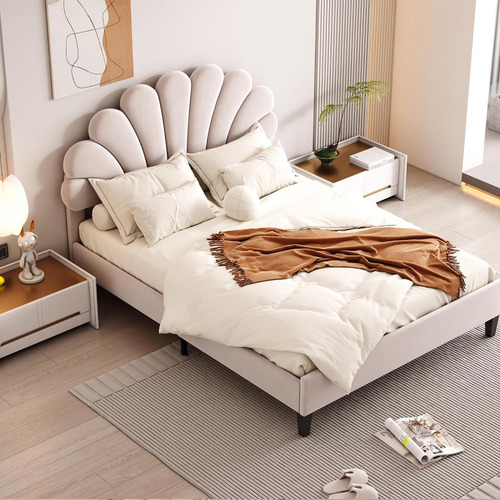 Base De Cama Tapizada De Tamaño Matrimonial Con Cabecera De