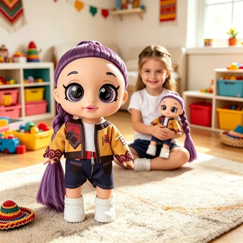 Una muñeca de dibujos animados con una muñeca en un agujero con dos ositos. | Foto Premium Una muñeca de dibujos animados con una muñeca en un agujero con dos ositos. | Foto Premium