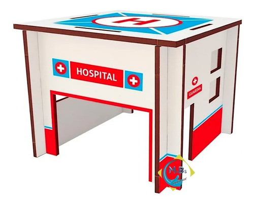 Imagen 2 de 5 de Edificio Hospital Madera Encastrable Pista Mis Calles Niños