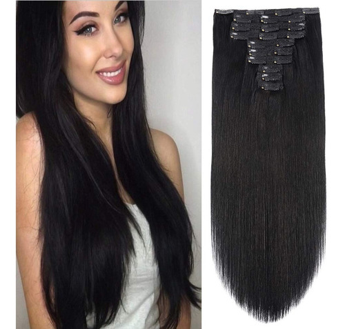 Extensiones De Cabello Negro Azabache 22in 200gr