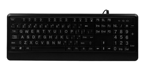Teclado Com Fio De Letras Grandes Branco Negrito Letras