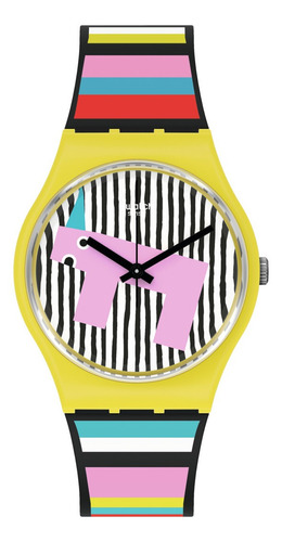 Reloj Swatch Necessary Focus Gz341 Color de la correa Negro Color del bisel Amarillo Color del fondo Amarillo