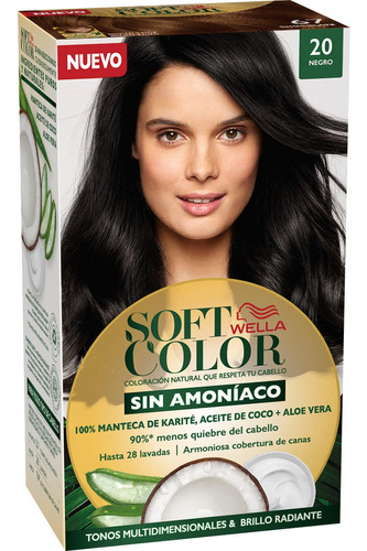 Kit Tintura Wella Professionals  Soft color Tinte de cabello tono 20 negro para cabello