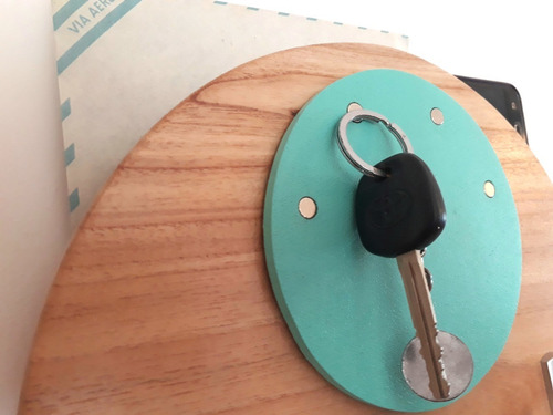 Imagen 2 de 9 de Organizador Perchero De Pared + Portallaves Magnético Madera