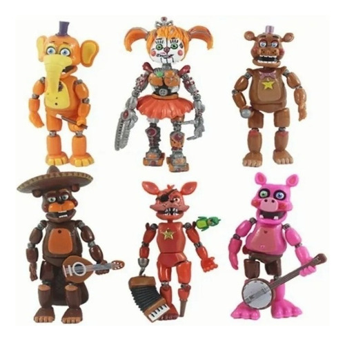 Fnaf Pizzaria Cinco Noches En Freddy's Dolls 6 Piezas L