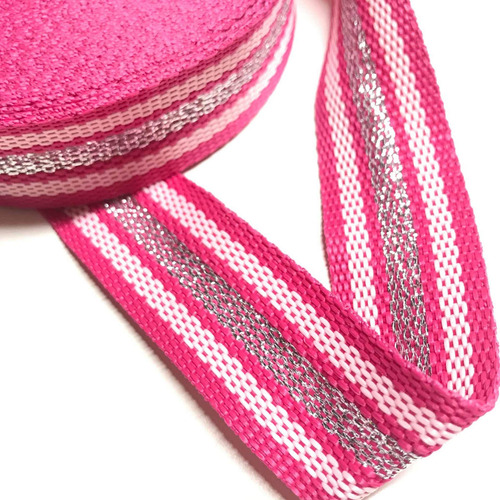 Imagen 3 de 5 de Cinta Mochilera Rayada Con Lurex 3 Cm X 10 Mts. Envío Full