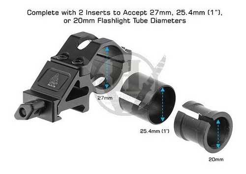 Imagen 3 de 9 de Montaje Tactico Para Linternas Picatinny 22mm 45 Grados Utg