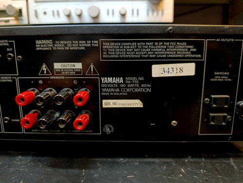 Sintoamplificador Yamaha Rx-770 Tope De Linea 170w Hbaudio Negro