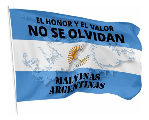Bandera De Malvinas 90 X 150cm El Honor Y Valor No Se Olvida