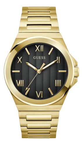 Reloj Guess Vinyl Acero Inoxidable Dorado Hombre Fondo Negro