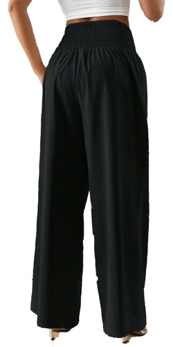 Pantalón Ancho Casual De Mujer Con Cordón De Algodón Y Lino