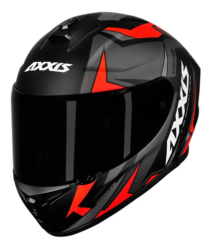 Capacete Axxis Draken Vector Preto Vermelho Fosco Cor Black/Grey/Red Tamanho do capacete 60