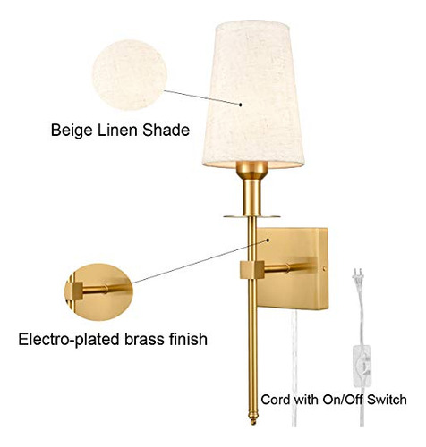 Lámpara Pared Teenyo Oro Set 2 Sconces - Baño, Dormitorio,