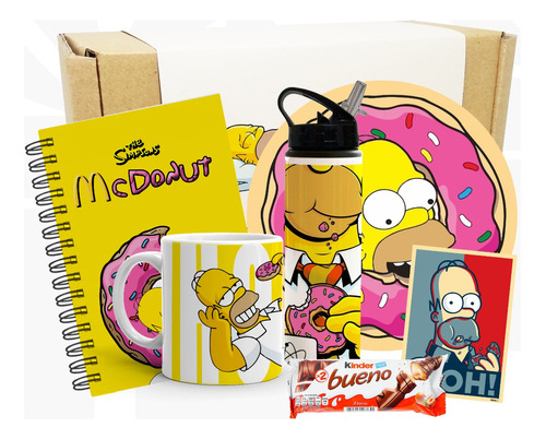 Kit De Regalo Los Simpsons / Mug Homero / Botella Homero
