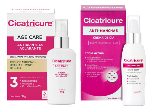 Cicatricure Crema Antimanchas + Age Care Aclarante 50g C/u