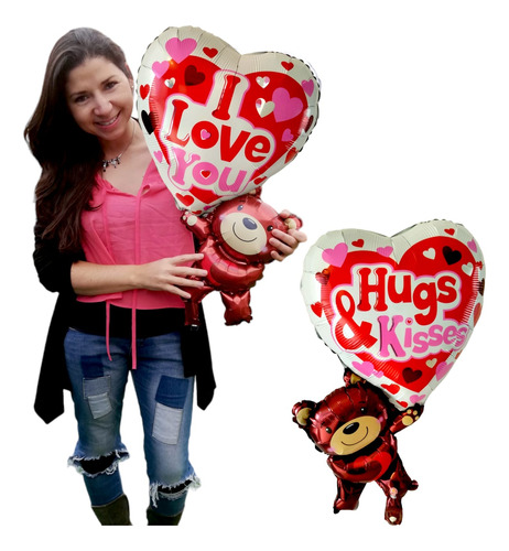 Pack 12 Globos Dobles Amor 60 Cm Día Del Amor Aniversarios