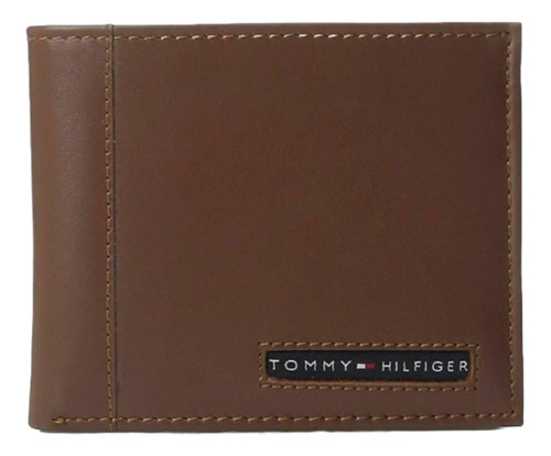 Billetera Tommy Hilfiger 31TL22X063 color tan de cuero - 8.8cm x 11.4cm x 1cm