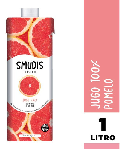 Jugo Smudis Pomelo Rosado 1ltr Sin Azúcar Agregada Sin Tacc
