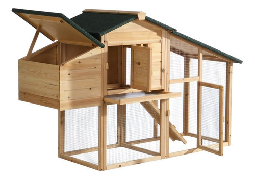 Casa Gallinero Jaula De Madera Gallos Y Pollo Para Exterior Verde