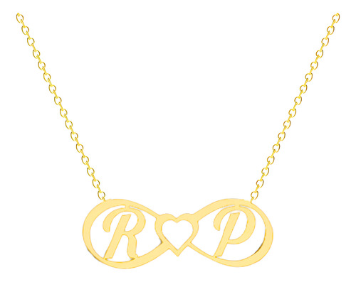 Collar Mujer Inicial Infinito Pareja Regalo Plata Enchapada