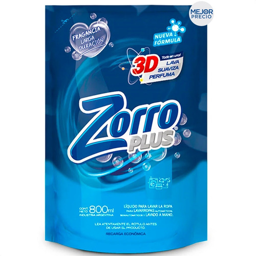 Imagen 1 de 5 de Jabon Liquido Zorro Clasico Detergente Ropa - Mejor Precio