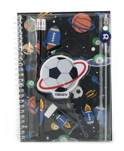 Cuaderno A5 Nena Rayado Espiral Con Cartuchera Lapices Goma