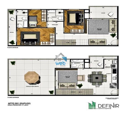 Imagem 3 de 25 de Cobertura Duplex A Venda Em São José Dos Pinhais, Com 3 Dormitórios, Suíte Com Sacada, Terraço E 3 Vagas De Garagem. - Ap00624 - 70126224