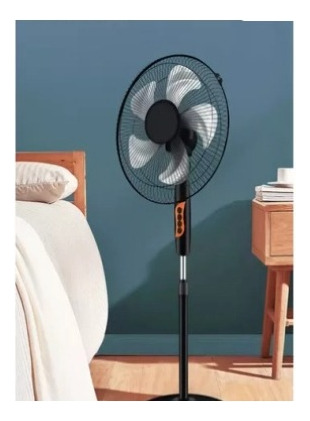2 Ventiladores Pedestal 16 Pulgadas , 3 Velocidades 1.21 M 50hz Negro Gris Plástico 5