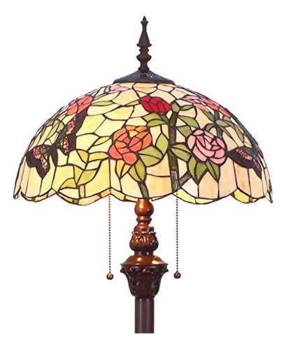 Bieye L11408 Butterfly Tiffany Style Stained Glass Floor Lam