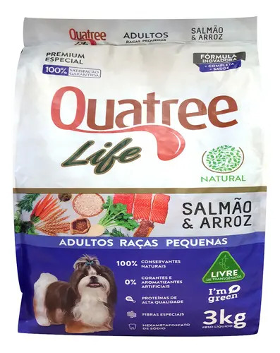 Ração Quatree Life Adultos Raças Pequenas Salmão E Arroz 3kg
