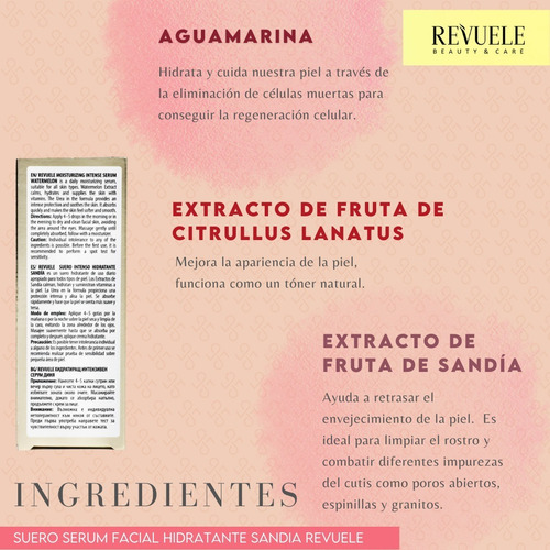 Serum Facial Hidratante Piel Normal Sandia Revuele 20ml Tipo de piel Todo tipo de piel