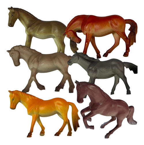 6 Cavalo De Borracha Miniatura Animal Brinquedo Promoção